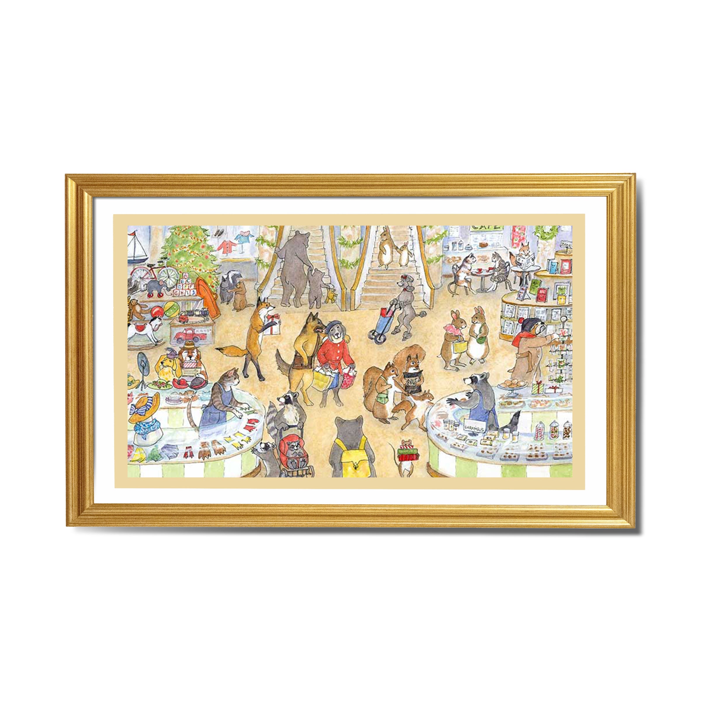 G28101 Holiday Shopping Spree! Giclee Print - 22" x  16" Mat - Signed by Cindy Hendrick