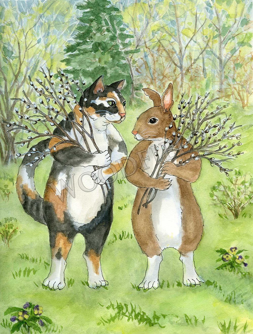 #2015 - Gathering Pussywillows Print - #2015G