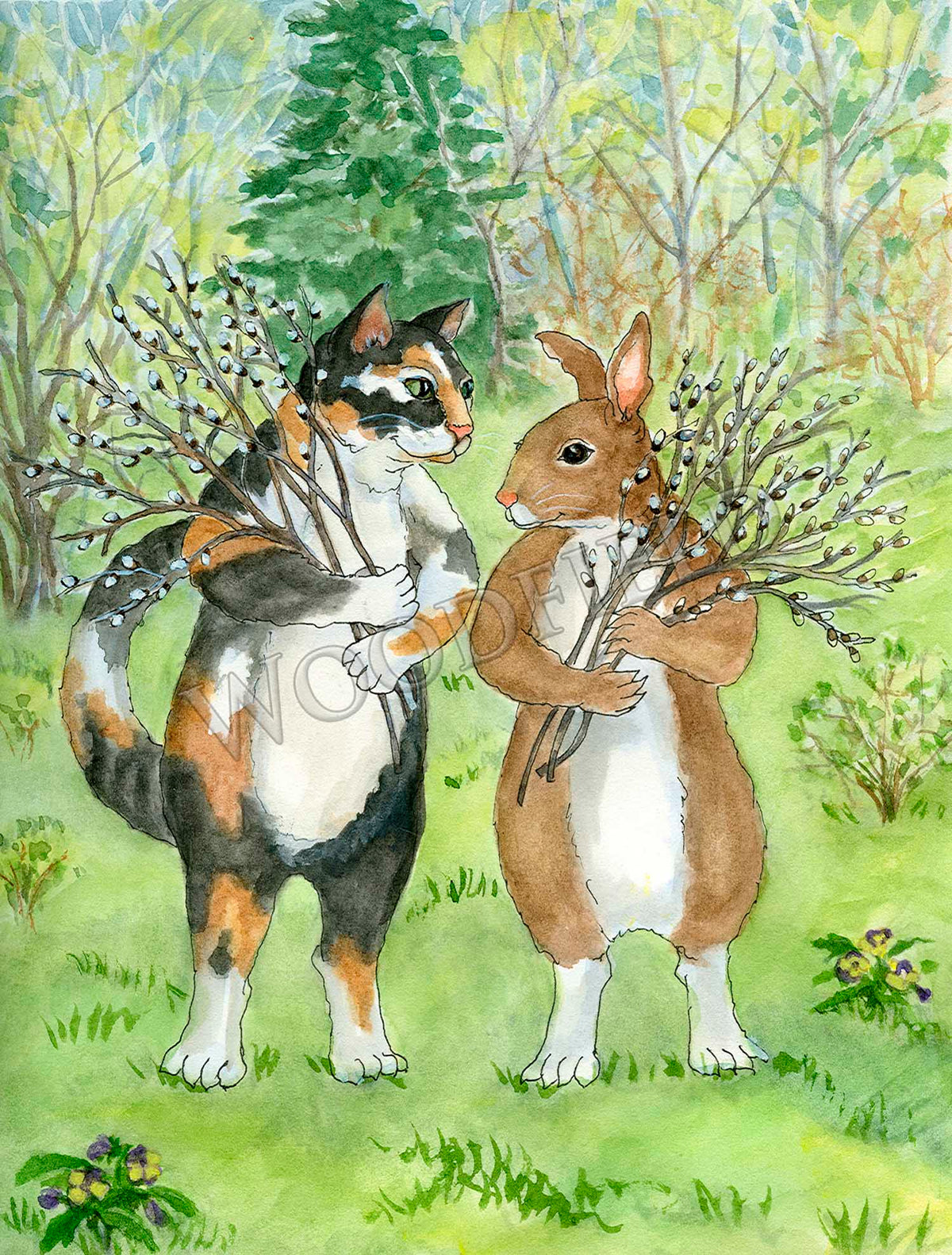 Item 15 Gathering Pussywillows Notecard image