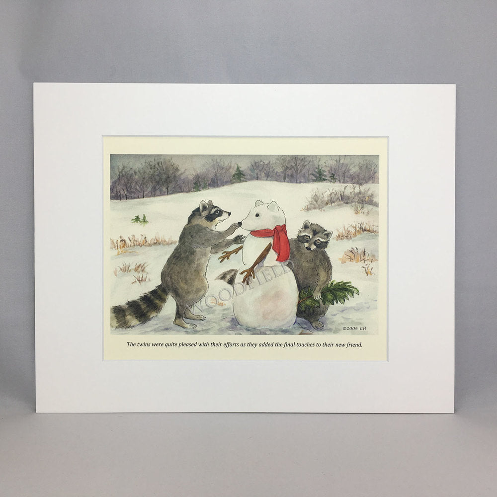 Item 2766 Building a Snow Racoon Print