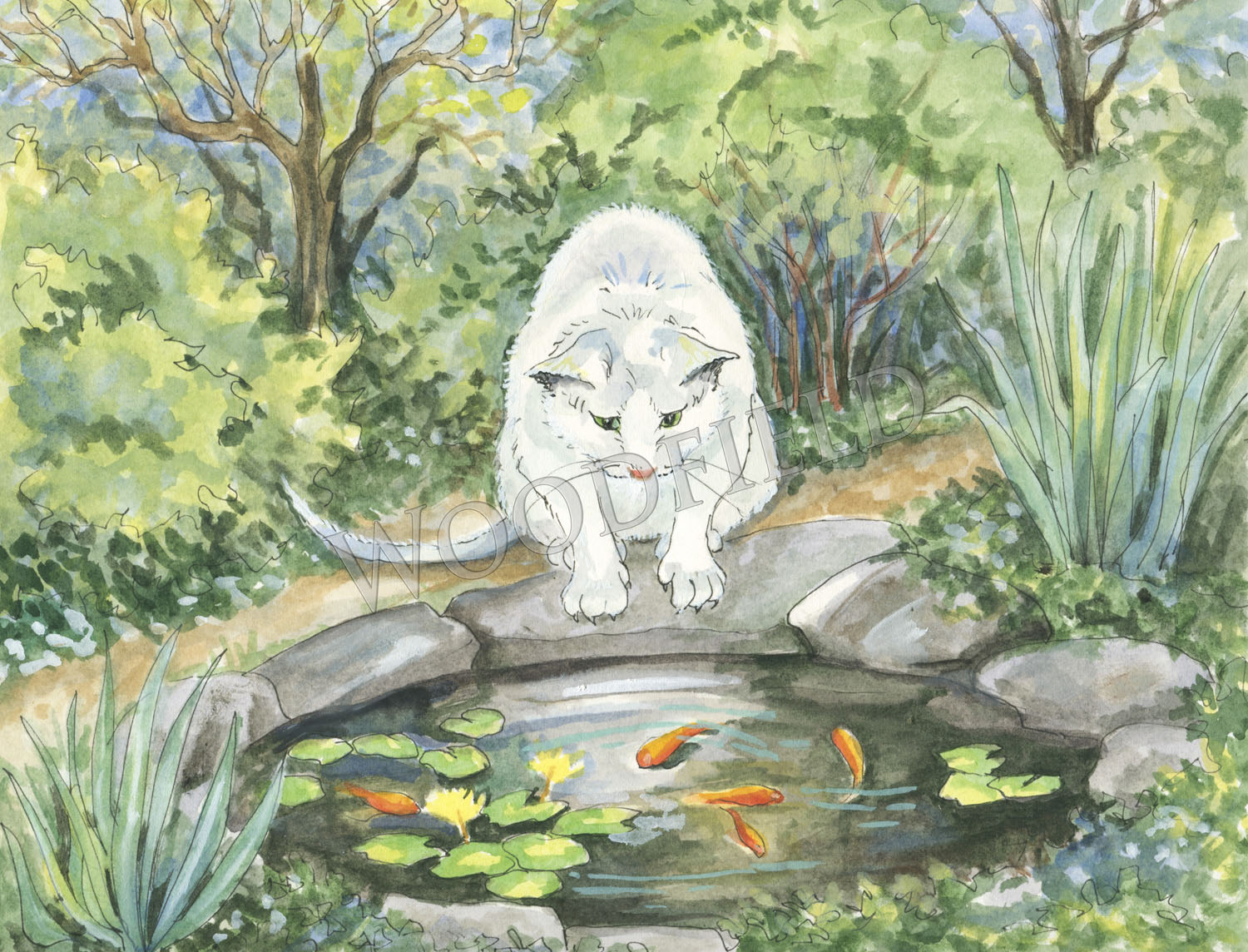 Item 308 Cat Fishing Notecard image