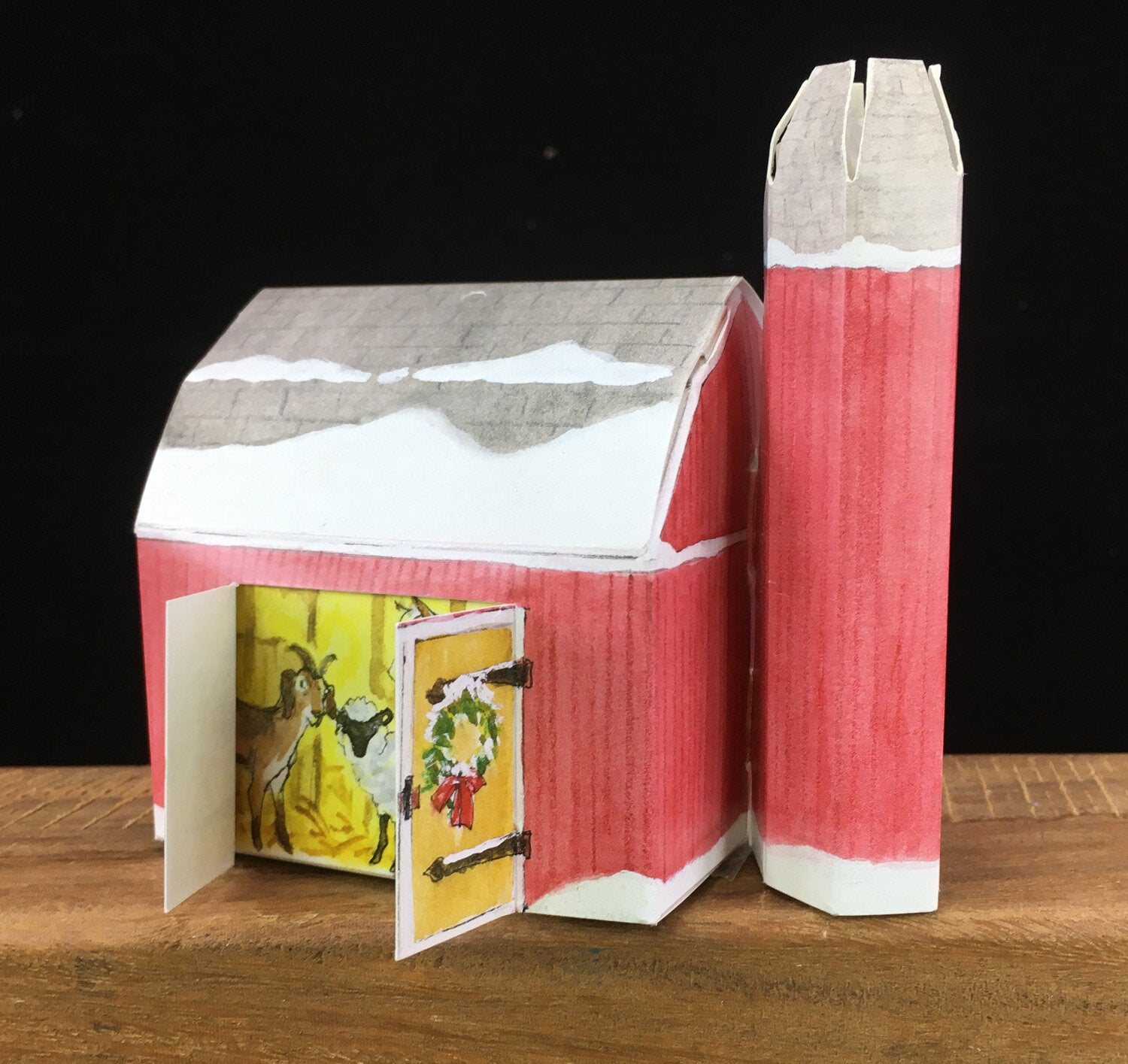 Item 3503 Farm Barn Christmas Keepsake front view standalone