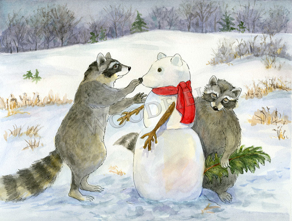 #2766 - Building a Snow Racoon Print - #2766G