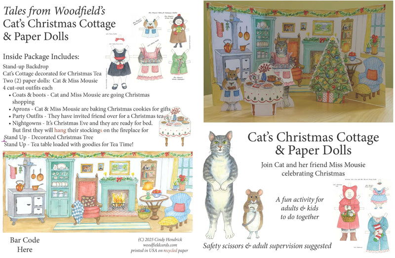 #3002 - Cat's Christmas Cottage Paper Doll Kit