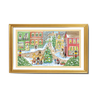 G28104 "Village Square Christmas" Giclee Print - 22" x  16" Mat - Signed by Cindy Hendrick