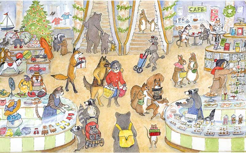 G28101 Holiday Shopping Spree! Giclee Print - 22" x  16" Mat - Signed by Cindy Hendrick