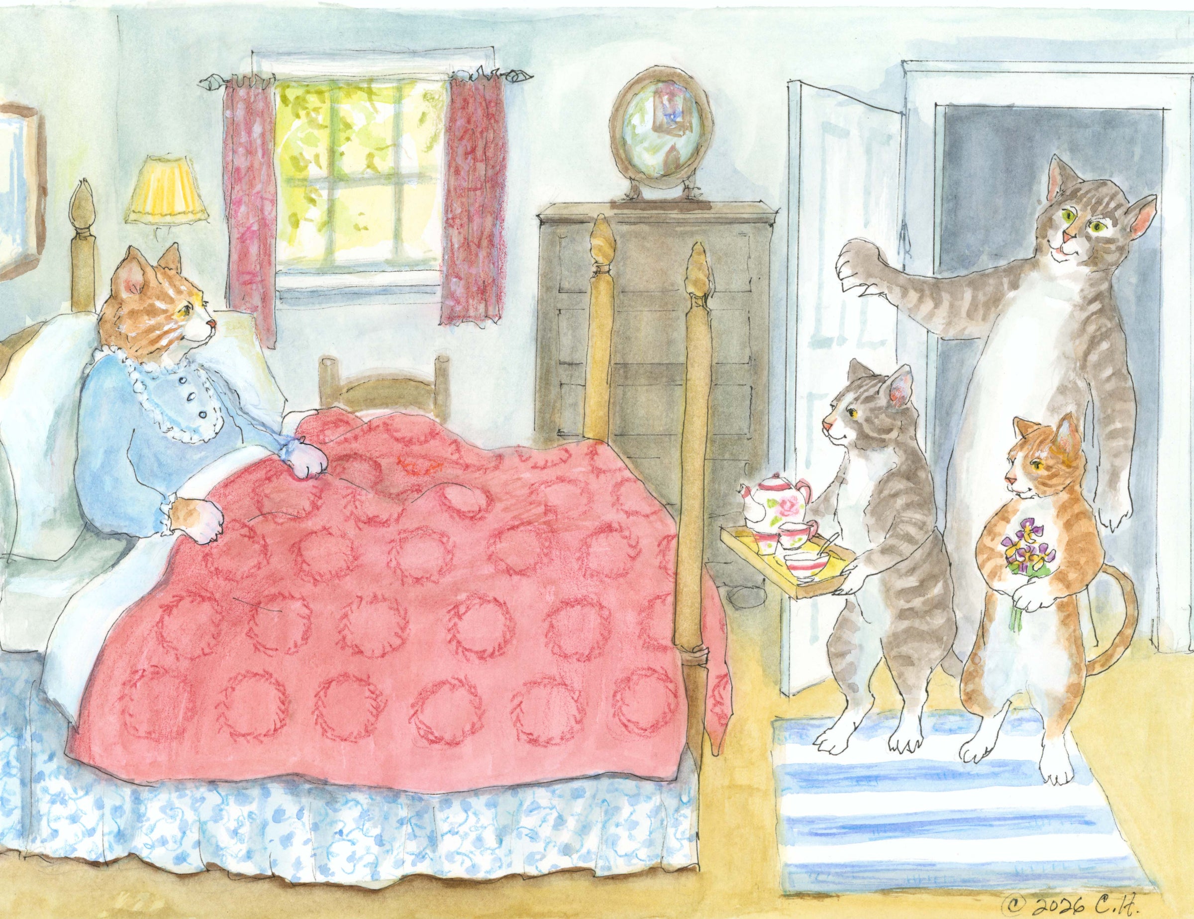 #510 Breakfast in Bed Notecard