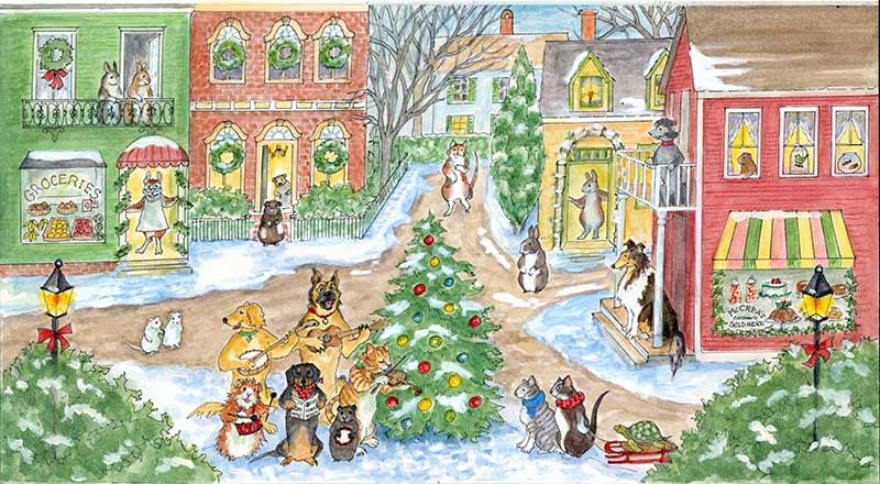 G28104 "Village Square Christmas" Giclee Print - 22" x  16" Mat - Signed by Cindy Hendrick (Copy) (Copy) (Copy)